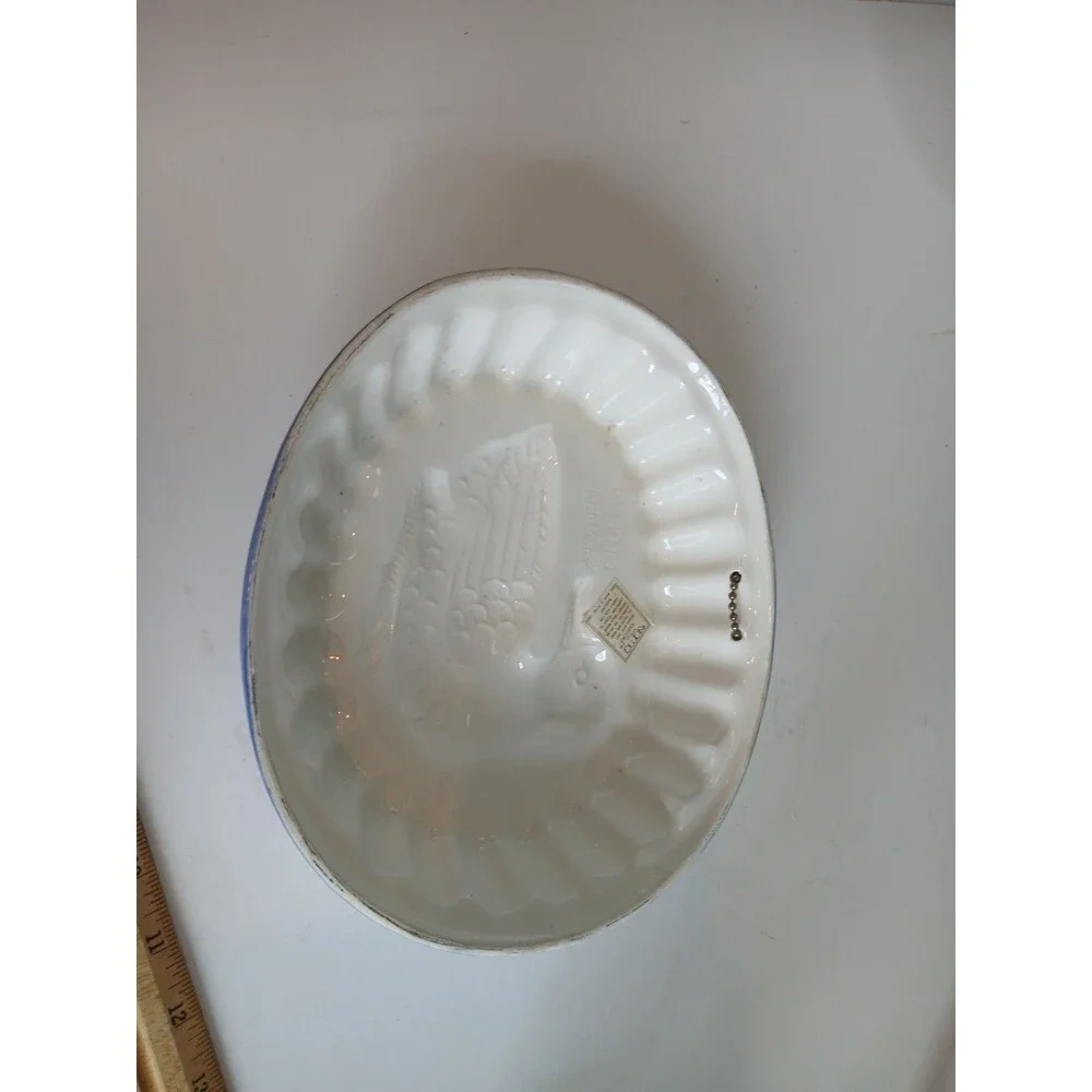 Sigma Tastesetter Goose Pottery Baking Mold Wall Decor Blue White Ceramic Jello